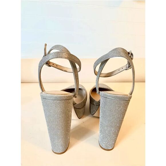 Antonio Melani Born on Fifth Liv Metallic Glitter Platform Heels Size 10 Silver - Picture 8 of 12